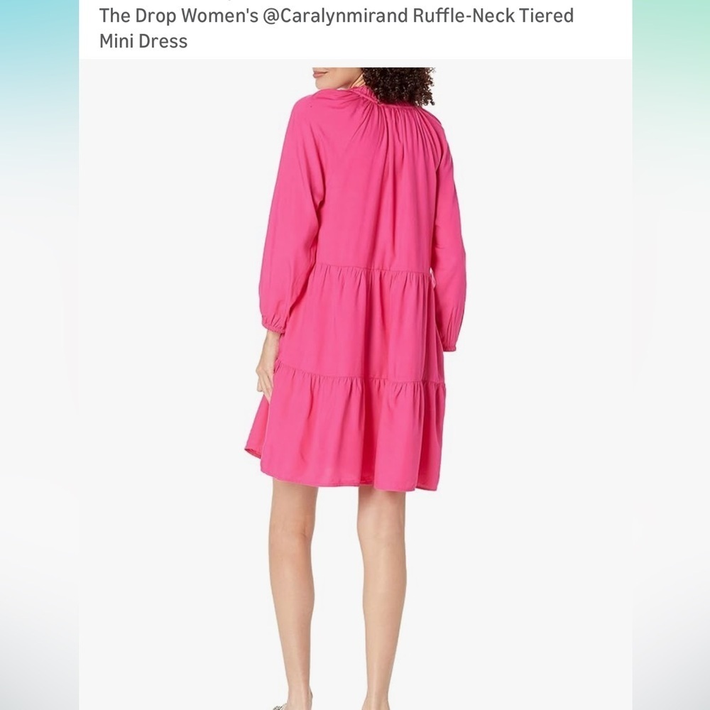 Pink Ruffle-Neck Tiered Mini Dress - Picture 2 of 6
